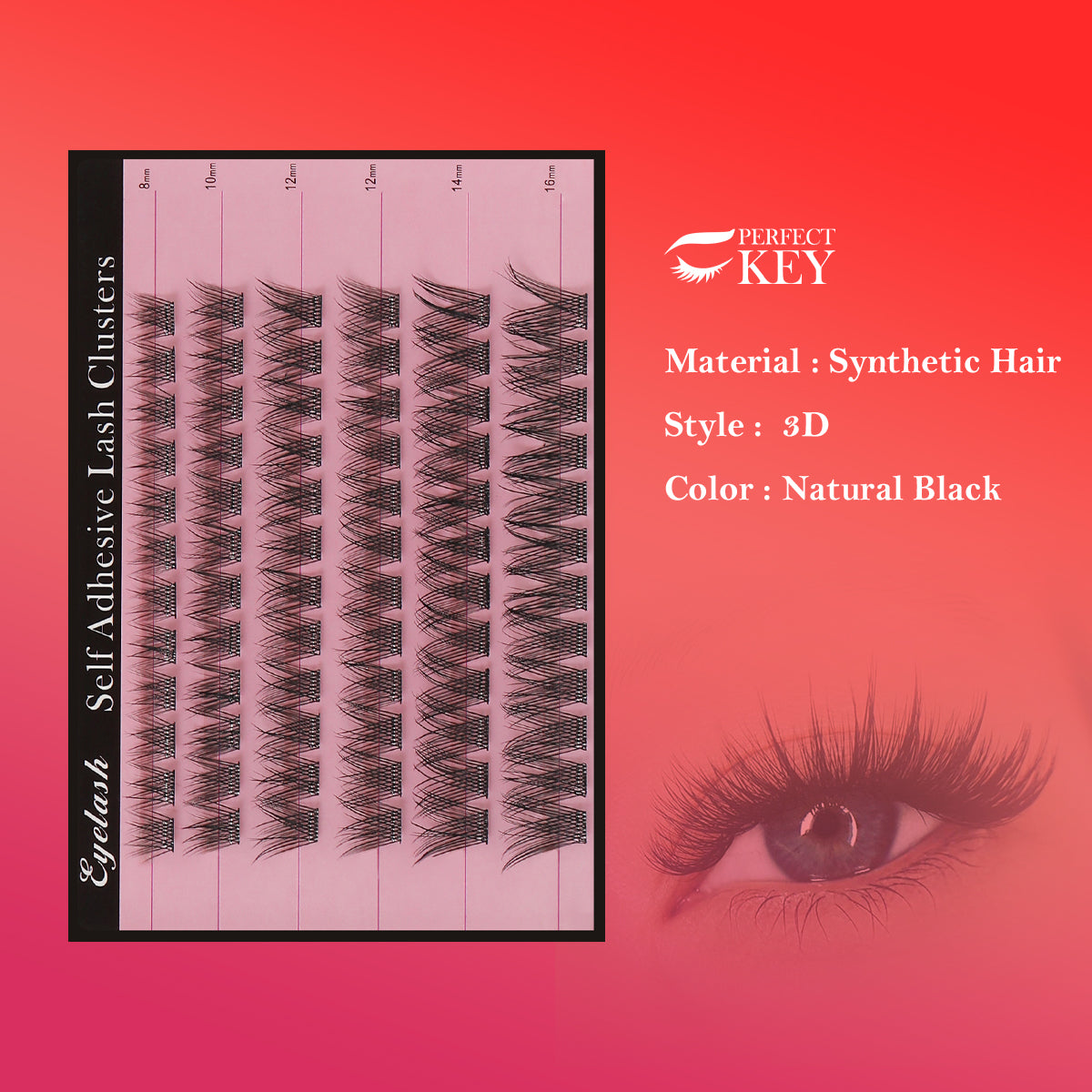 Perfectkey Series B Eyelashes Cluster Lashes DIY Eyelash Extension D Curl Long Individual Lashes