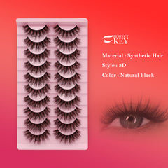 3D Fluffy, Thick & Natural False Eyelashes 10 / 20 Pair Set