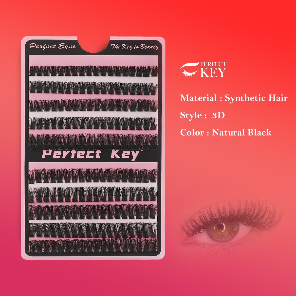 Perfectkey 30/40D Eyelashes Cluster Lashes 180pcs DIY Eyelash Extension D Curl Long Individual Lashes