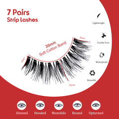 7 Pairs Perfect Key Colored Lashes Strips Fluffy Volume Strip Lashes