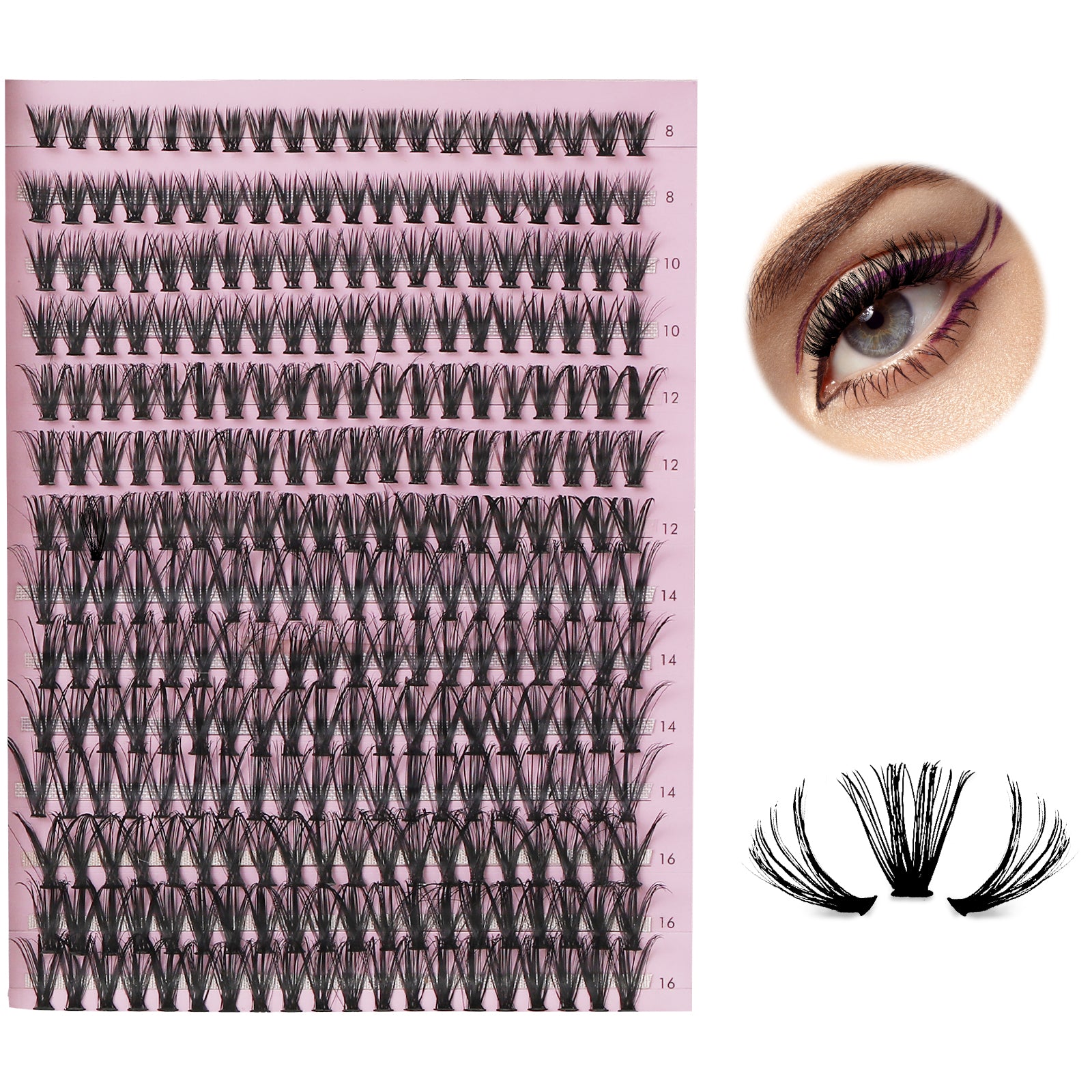 PerfectKey 40P Eyelashes 200pcs Cat Eye DIY Lashes Natural Look False Eyelashes Fluffy Strip Lashes