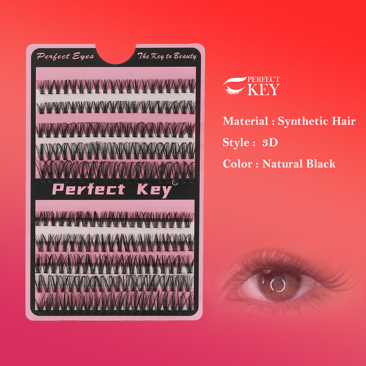 Perfectkey 30/40D Eyelashes Cluster Lashes 180pcs DIY Eyelash Extension D Curl Long Individual Lashes