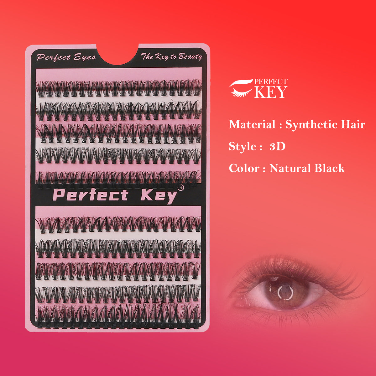 Perfectkey 30/40D Eyelashes Cluster Lashes 180pcs DIY Eyelash Extension D Curl Long Individual Lashes