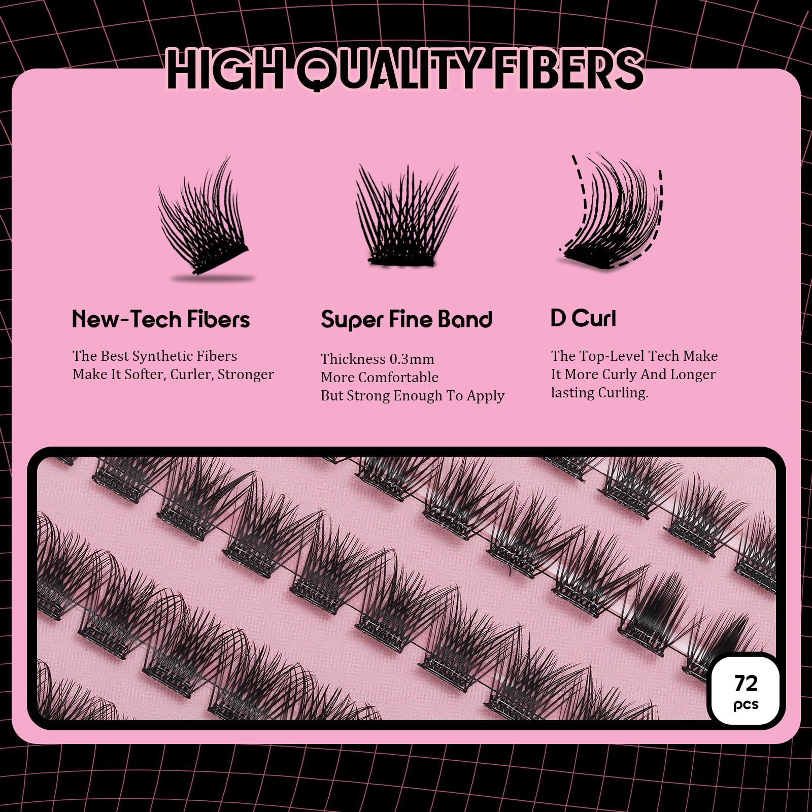 Perfectkey Series B Eyelashes Cluster Lashes DIY Eyelash Extension D Curl Long Individual Lashes