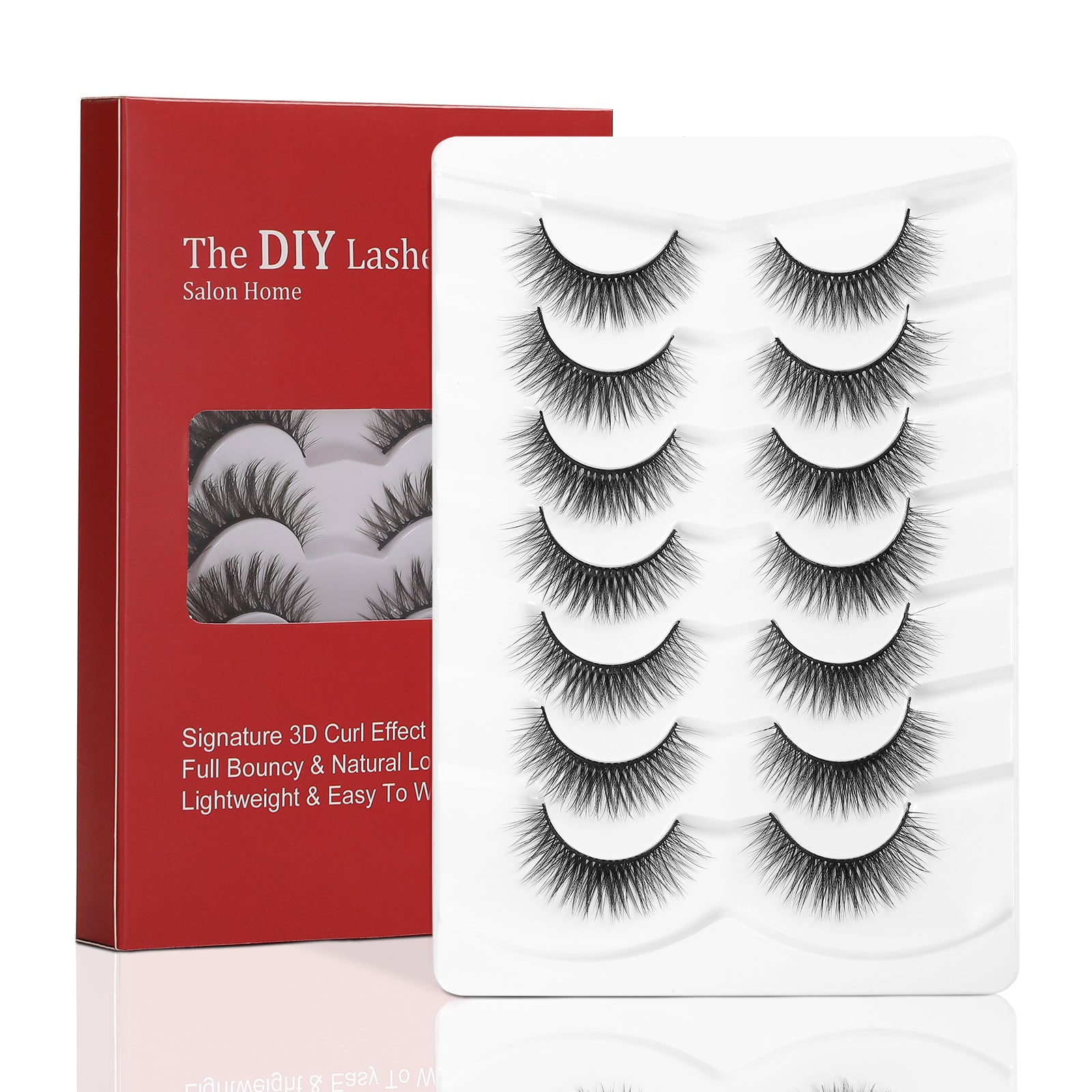 Perfect Key 7 Pairs Eyelashes Natural Look False Lashes 3D Strip Lashes