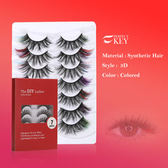 7 Pairs Perfect Key Colored Lashes Strips Fluffy Volume Strip Lashes