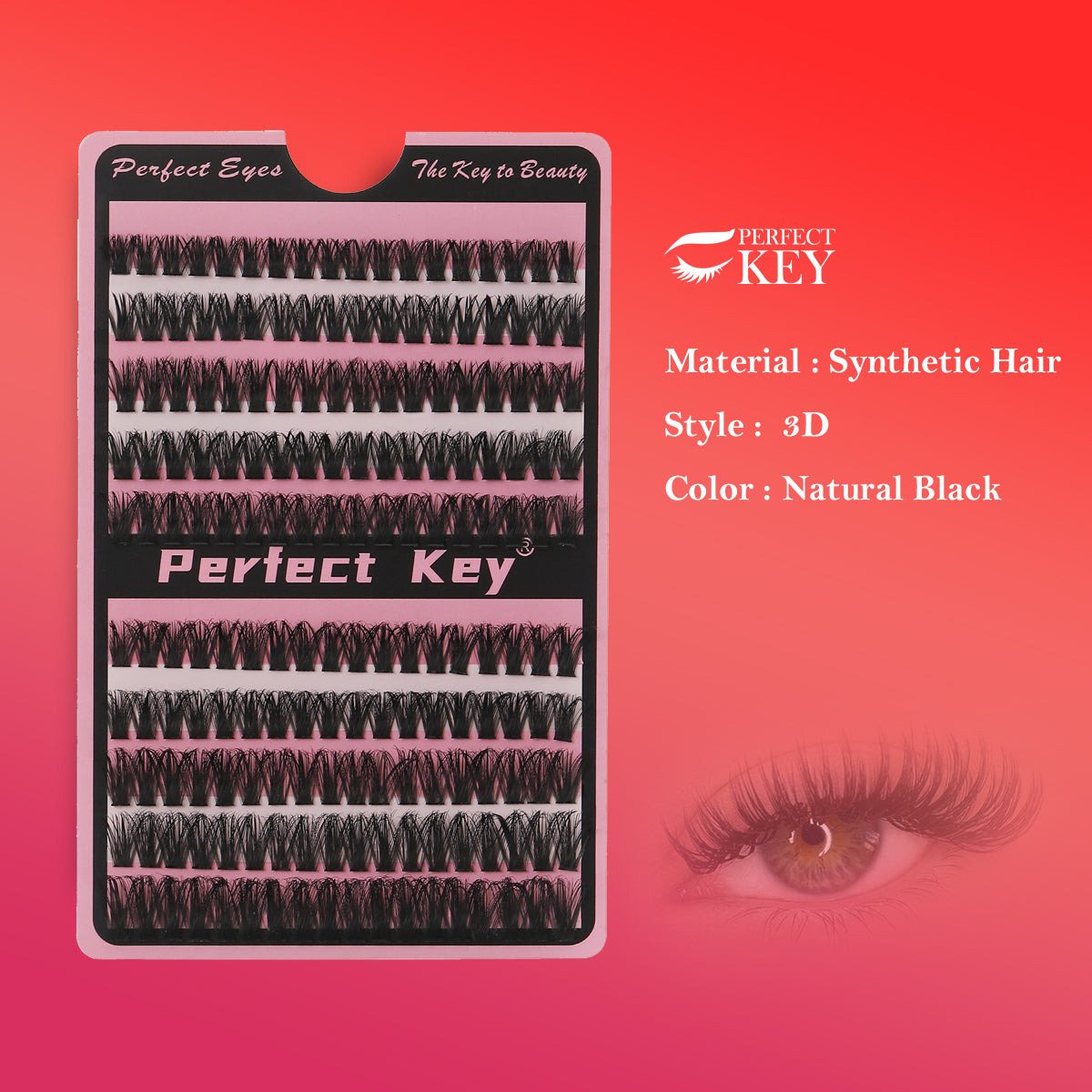 Perfectkey 30/40D Eyelashes Cluster Lashes 180pcs DIY Eyelash Extension D Curl Long Individual Lashes