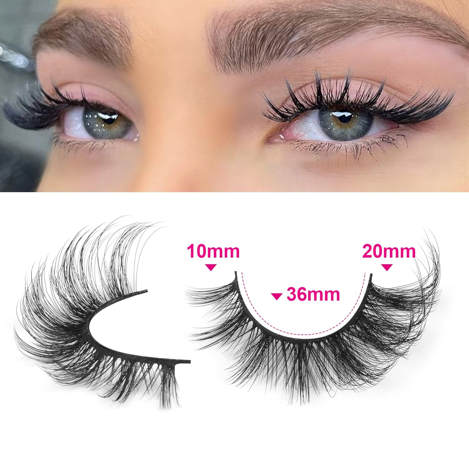 Wispy Lashes Natural Look Fake Eyelashes Cat Eye Lashes Mink Fluffy Strip False Lashes Fox Eye Lashes Pack 7 Pairs