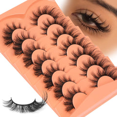 Wispy Lashes Natural Look Fake Eyelashes Cat Eye Lashes Mink Fluffy Strip False Lashes Fox Eye Lashes Pack 7 Pairs