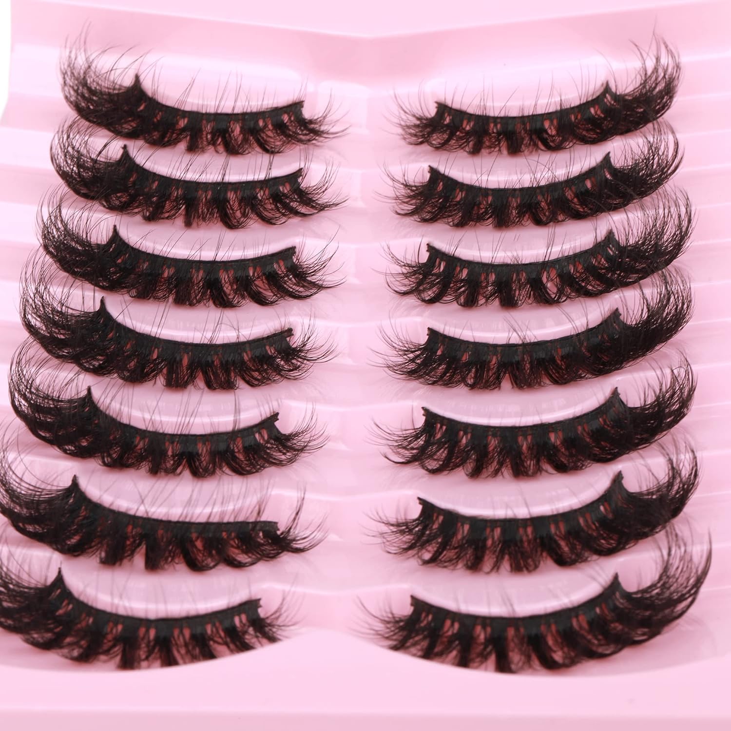 Mink Lashes Fluffy Cat Eye Lashes Wispy 6D Volume False Eyelashes that Look Like Extensions Thick Soft Curly Fake Lashes 7 Pairs Pack