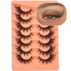 Wispy Lashes Natural Look Fake Eyelashes Cat Eye Lashes Mink Fluffy Strip False Lashes Fox Eye Lashes Pack 7 Pairs