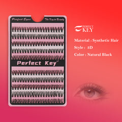 Perfectkey 30/40D Eyelashes Cluster Lashes 180pcs DIY Eyelash Extension D Curl Long Individual Lashes