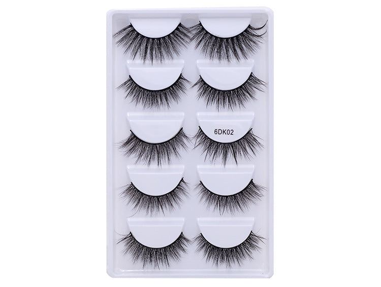 Five 3D pairs of European and American false mink hair thick curl eyelashes