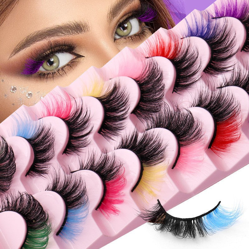 8 pairs of color imitation mink hair natural curl 8D false eyelashes