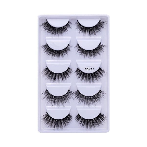 Five 3D pairs of European and American false mink hair thick curl eyelashes