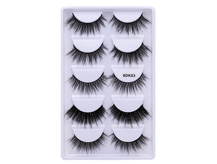 Five 3D pairs of European and American false mink hair thick curl eyelashes