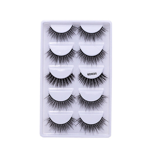 Five 3D pairs of European and American false mink hair thick curl eyelashes