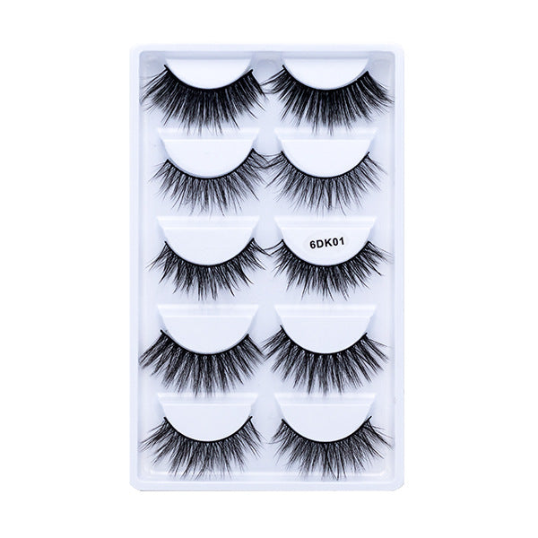 Five 3D pairs of European and American false mink hair thick curl eyelashes