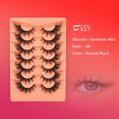 Wispy Lashes Natural Look Fake Eyelashes Cat Eye Lashes Mink Fluffy Strip False Lashes Fox Eye Lashes Pack 7 Pairs